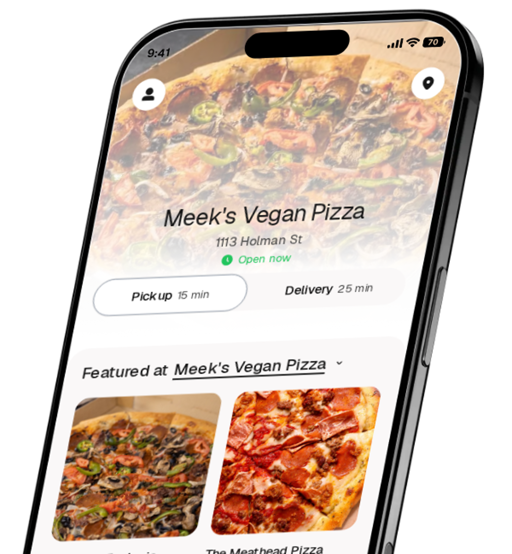 Meek's Vegan Pizza app preview